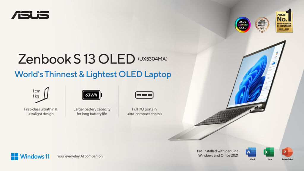 ASUS Zenbook S13 OLED UX5304: Inovasi Laptop Tipis dan Ringan